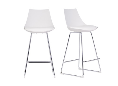 Tabourets de bar design blancs 65 cm (lot de 2) JUNE