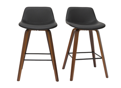 Tabourets de bar design noir et noyer H65 cm (lot de 2) NONIE