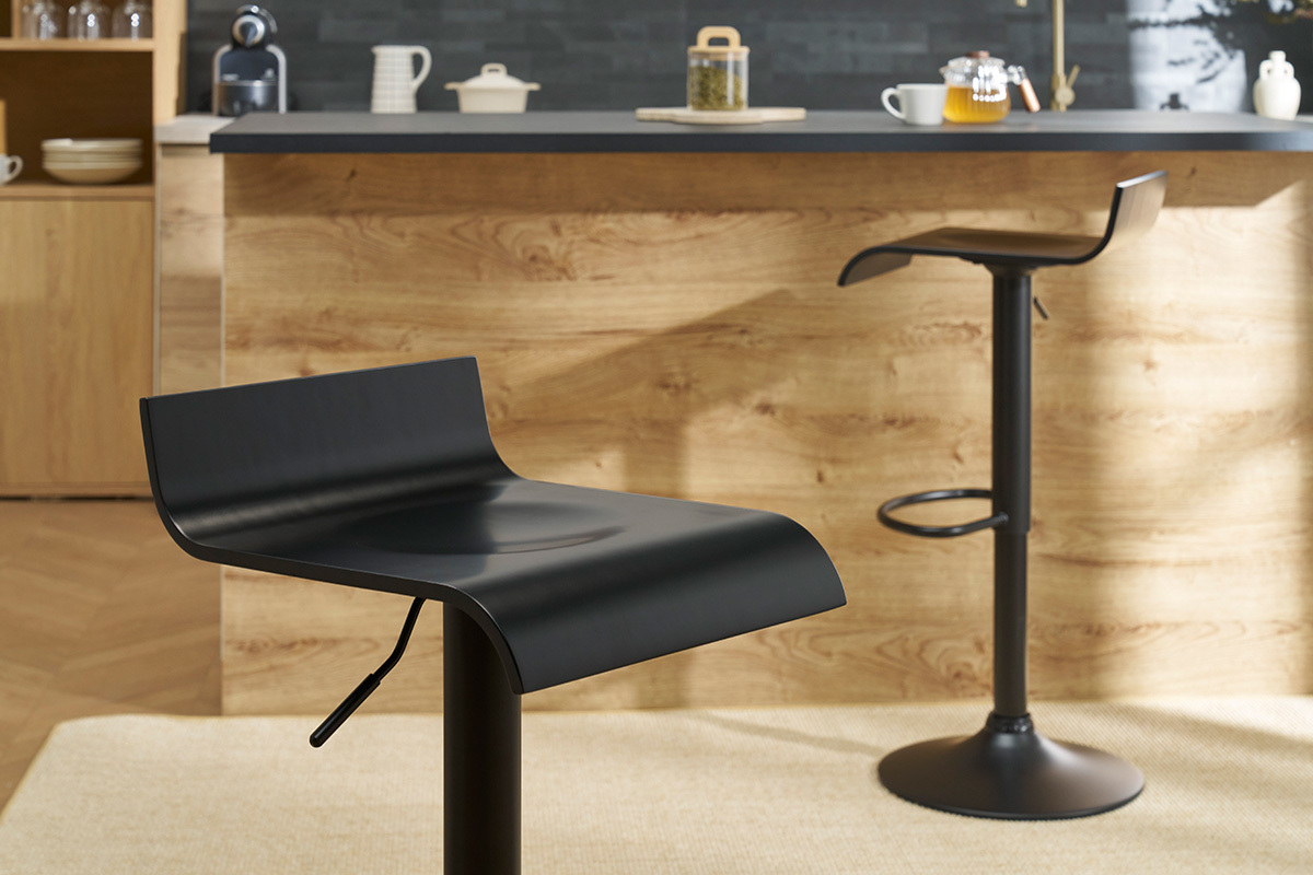 Tabourets de bar design noirs (lot de 2) SURF