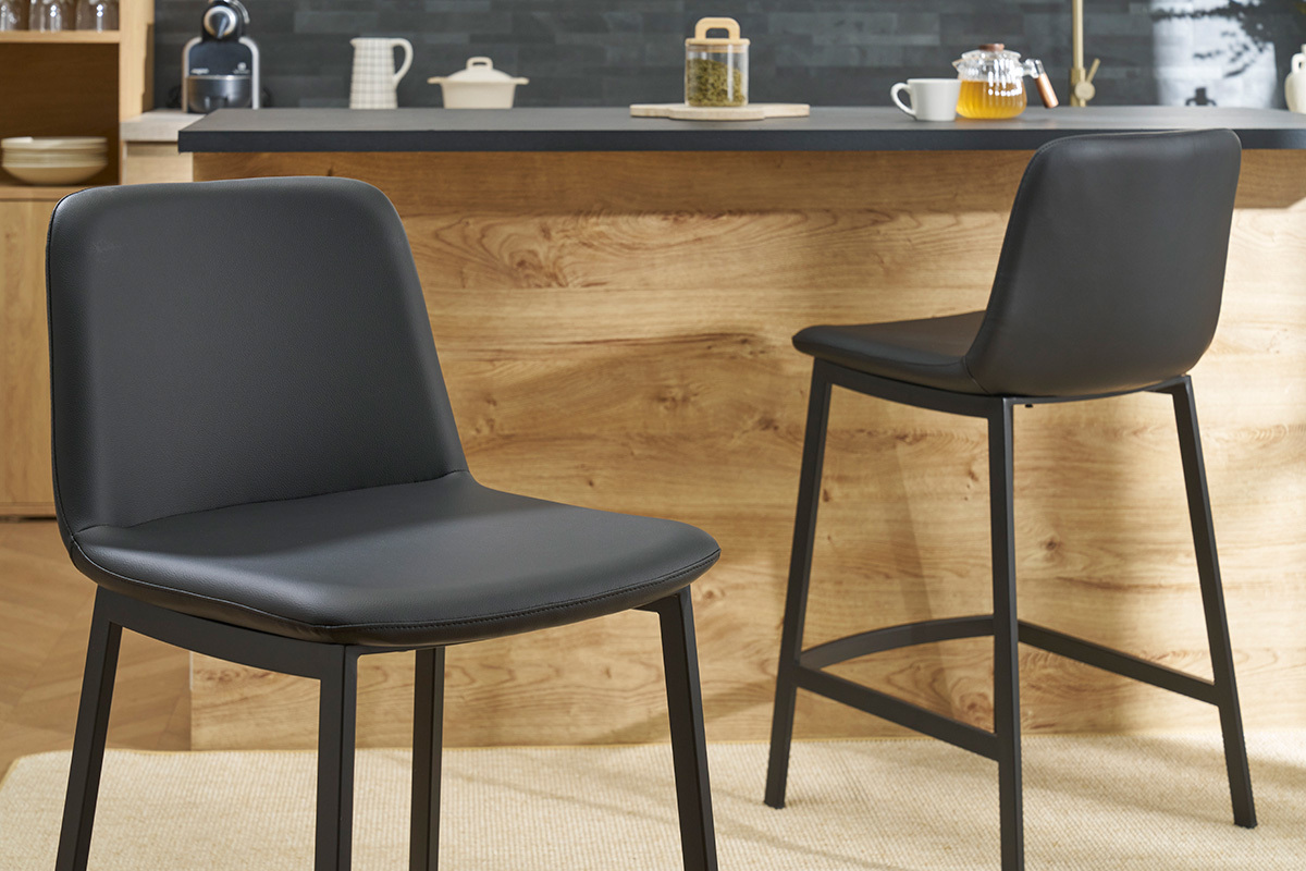 Tabourets de bar design noirs H66 cm (lot de 2) ARSENE