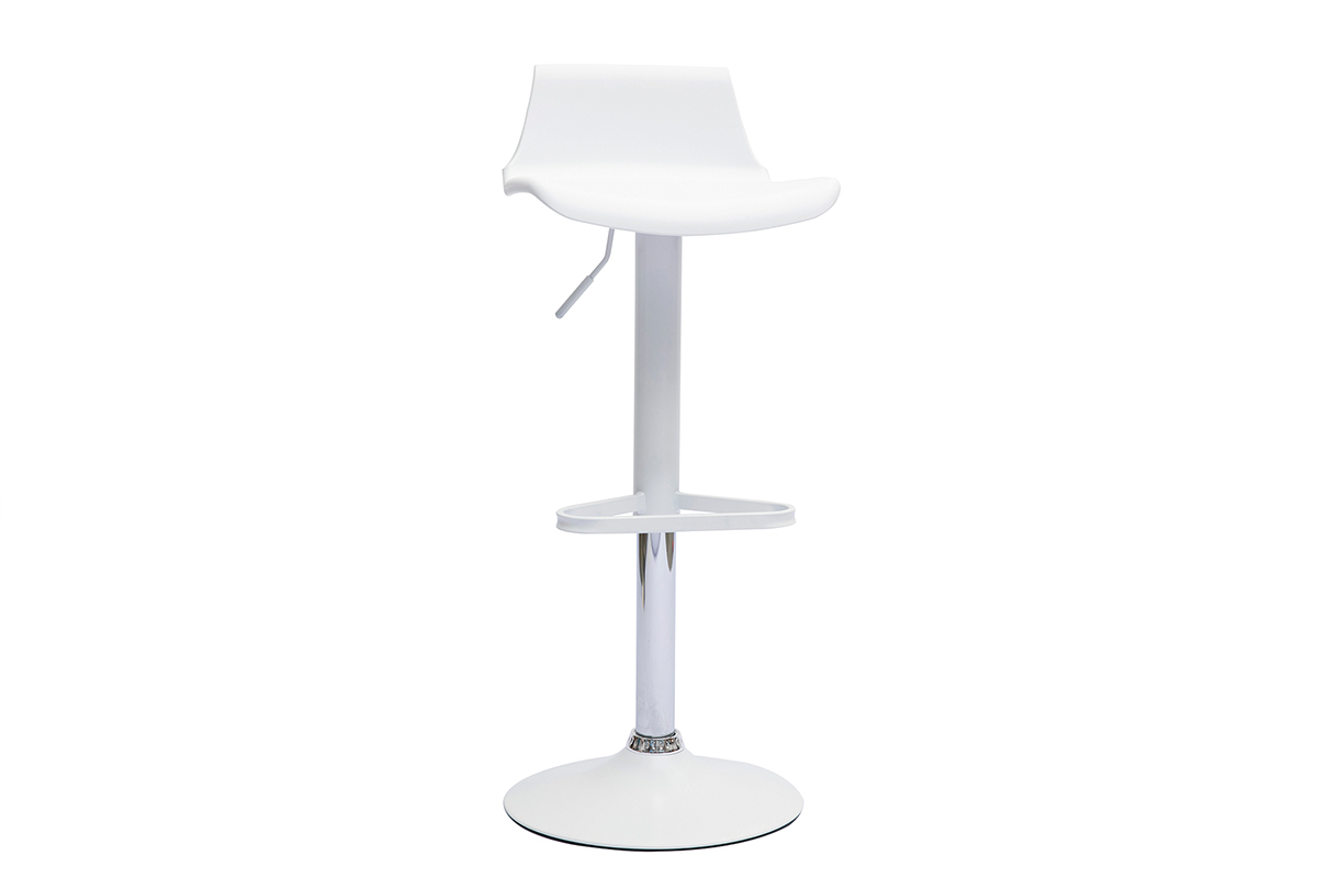 Tabourets de bar design r�glables blancs 360� (lot de 2) KRONOS