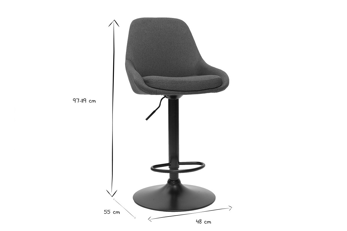Tabourets de bar design r�glables gris fonc� (lot de 2) HOLO