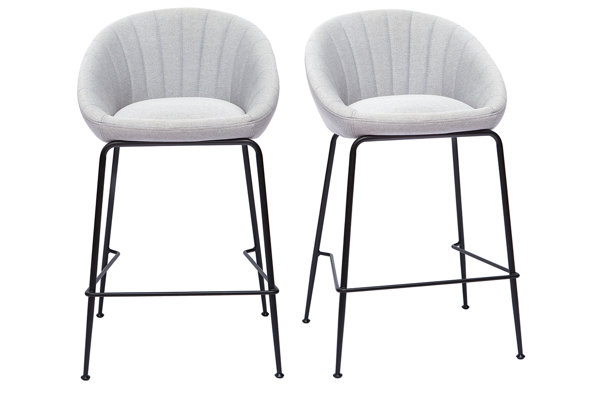 Tabourets de bar design tissu gris clair 65 cm (lot de 2) SHERU