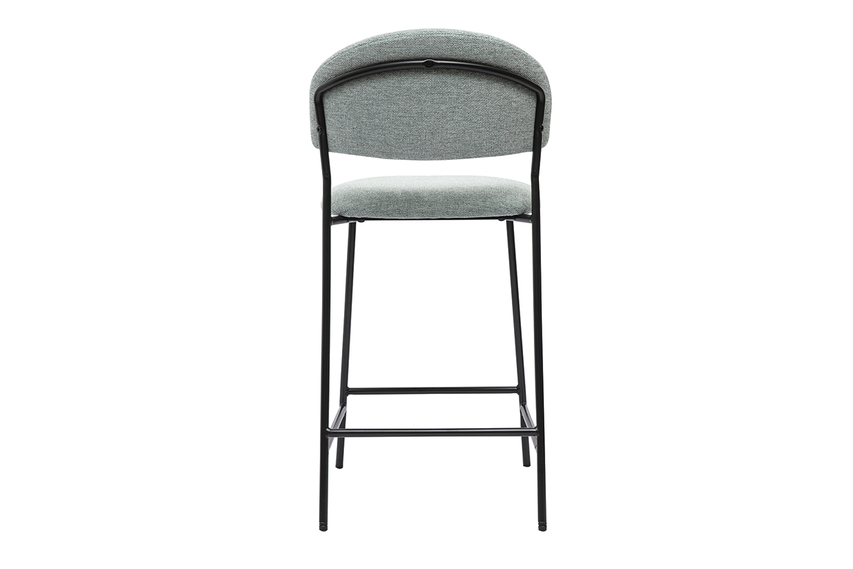 Tabouret de bar en tissu vert c�ladon, vue de dos.