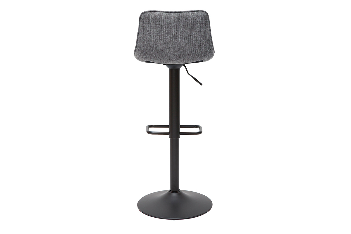 Tabourets de bar r�glables pivotants 360� en tissu effet velours textur� gris et m�tal (lot de 2) BOOST