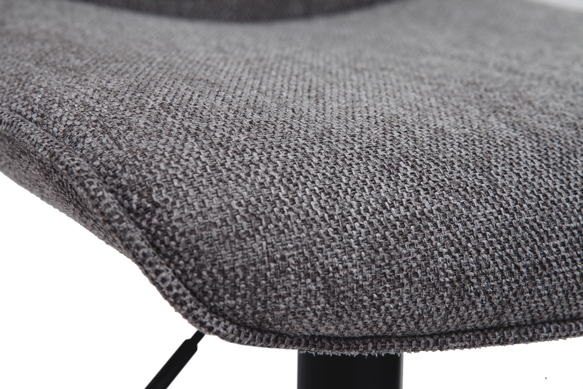 Tabourets de bar r�glables pivotants 360� en tissu effet velours textur� gris et m�tal (lot de 2) BOOST