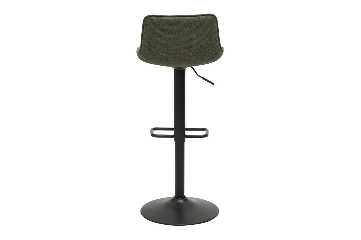 Tabourets de bar r�glables pivotants 360� en tissu vert kaki et m�tal noir (lot de 2) BOOST