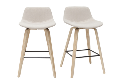 Tabourets de bar scandinaves beige et bois clair H65 cm (lot de 2) NONIE