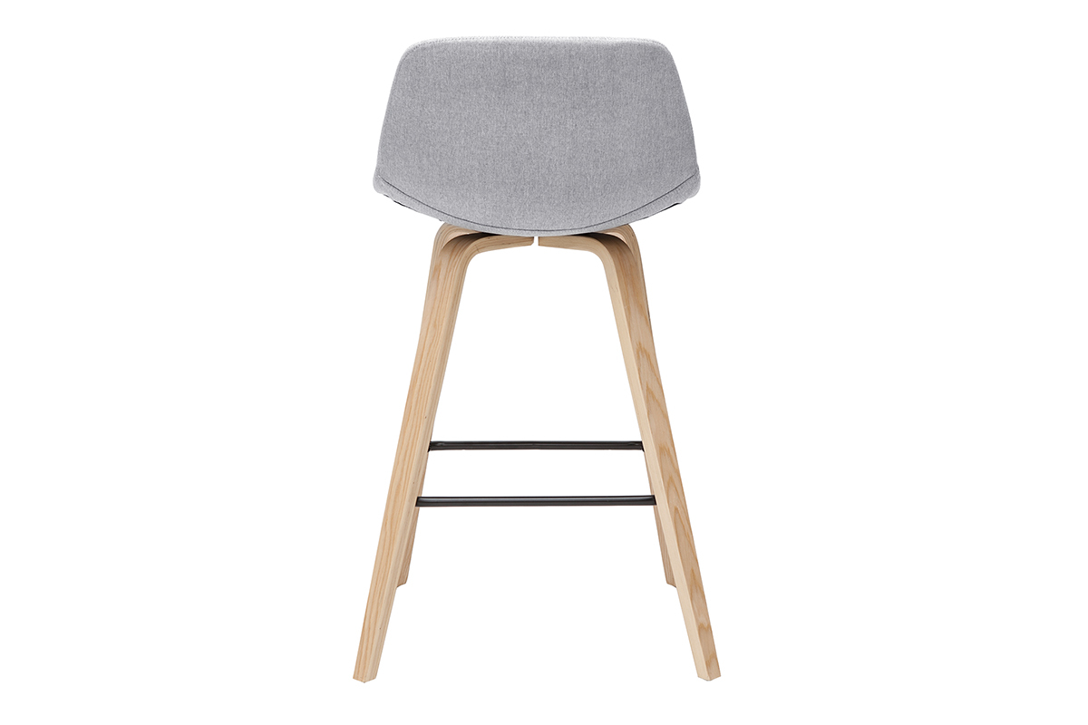 Tabourets de bar scandinaves gris clair et bois H65 cm (lot de 2) NONIE