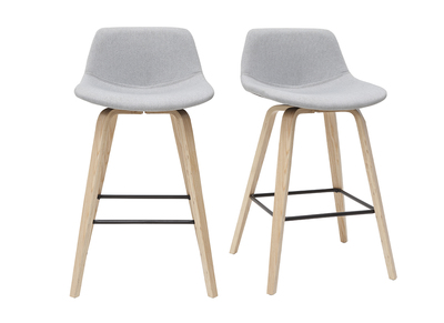Tabourets de bar scandinaves gris clair et bois H65 cm (lot de 2) NONIE