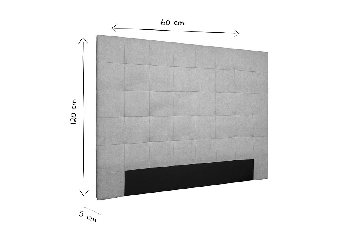 T�te de lit capitonn�e en tissu velours taupe L160 cm HALCIONA